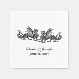 Servilleta De Papel Dragones plateados Boda Papel Napkins