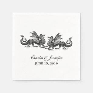Servilleta De Papel Dragones plateados Boda Papel Napkins