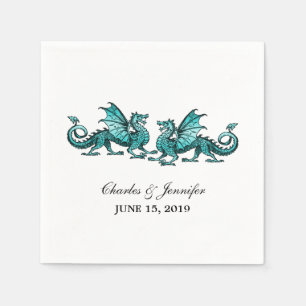 Servilleta De Papel Dragones verde azulados elegantes Boda Papel Napki