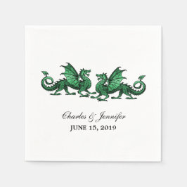 Servilleta De Papel Dragones verdes elegantes Boda Papel Napkins