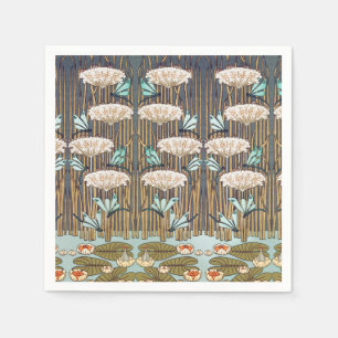 Servilleta De Papel Dragonflies Water Lilies Marsh Art Nouveau