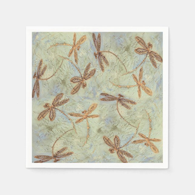 Servilleta De Papel Dragonfly Dance Gold (Anverso)