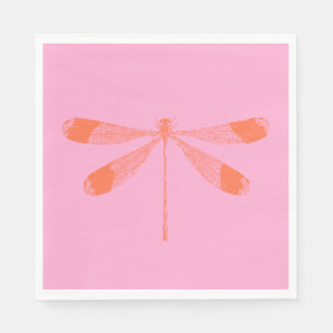 Servilleta De Papel Dragonfly de cosecha corta en rosa y Naranja