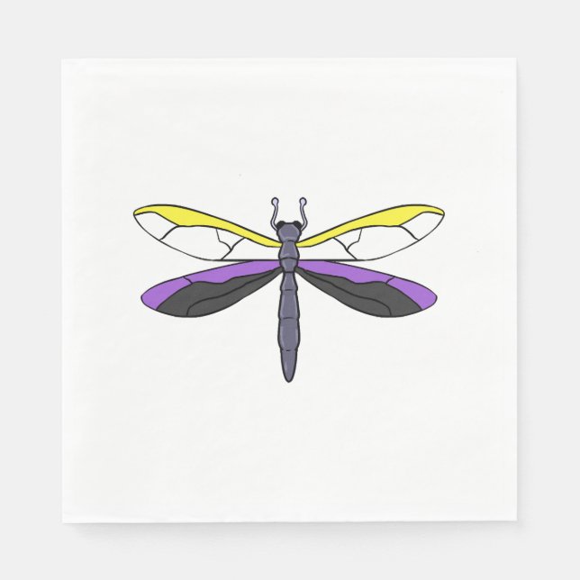 Servilleta De Papel Dragonfly del Orgullo no binario (Anverso)