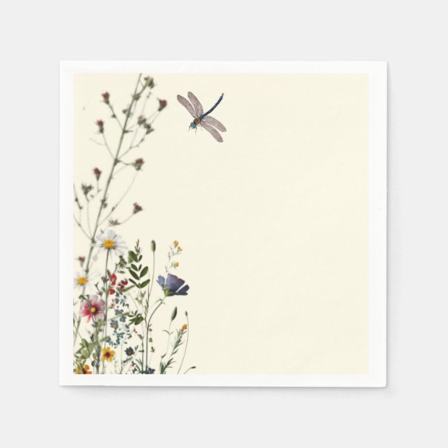 Servilleta De Papel Dragonfly Wildflower Boho Baby Shower (Anverso)