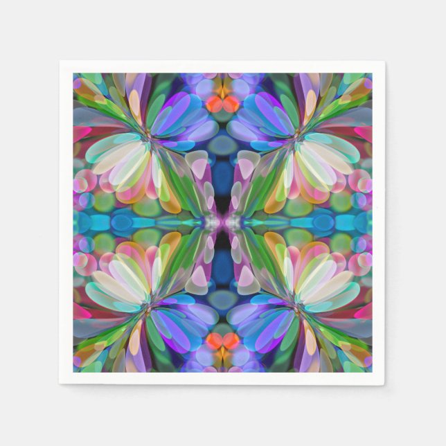 Servilleta De Papel Dragonfly Wildflower Garden Abstract Floral (Anverso)