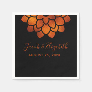 Servilleta De Papel Dramática flor de cobre en Boda negro