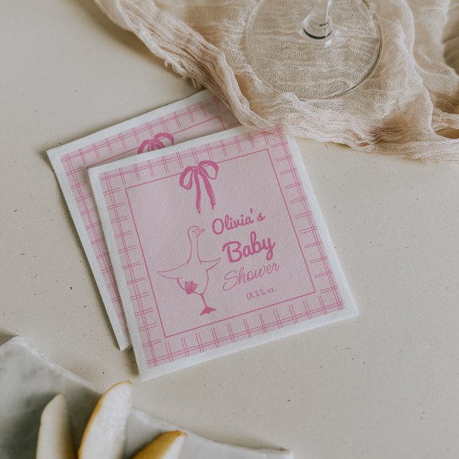 Servilleta De Papel Draut Rosa Silly Goose Ribbon Baby Shower (Subido por el creador)