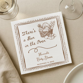 Servilleta De Papel Drawn Brown Bun in the Oven Baby Shower Party
