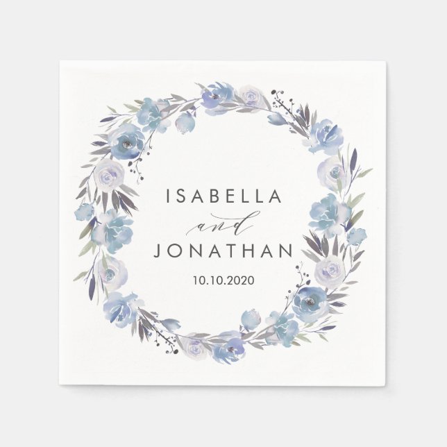 Servilleta De Papel Dream Blue | boda floral rústico personalizado (Anverso)