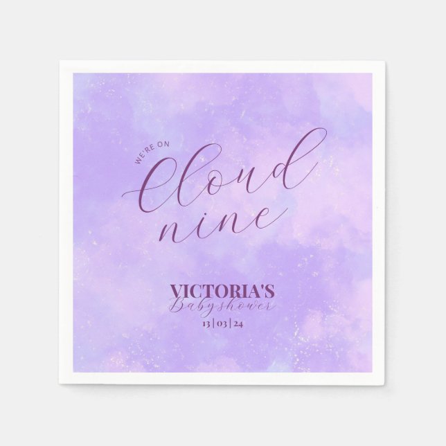 Servilleta De Papel Dreamy Estamos En Cloud Nueve Baby Shower (Anverso)