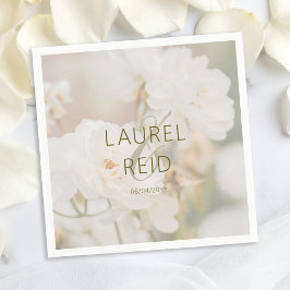 Servilleta De Papel Dreamy Faded Boda fotográfico de rosa blanca