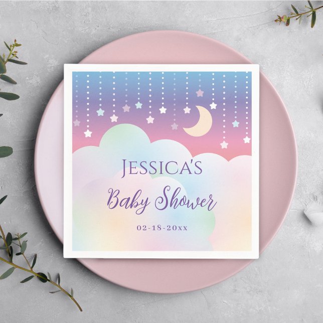 Servilleta De Papel Dreamy Moon and Stars Gender Neutral Baby Shower (Subido por el creador)
