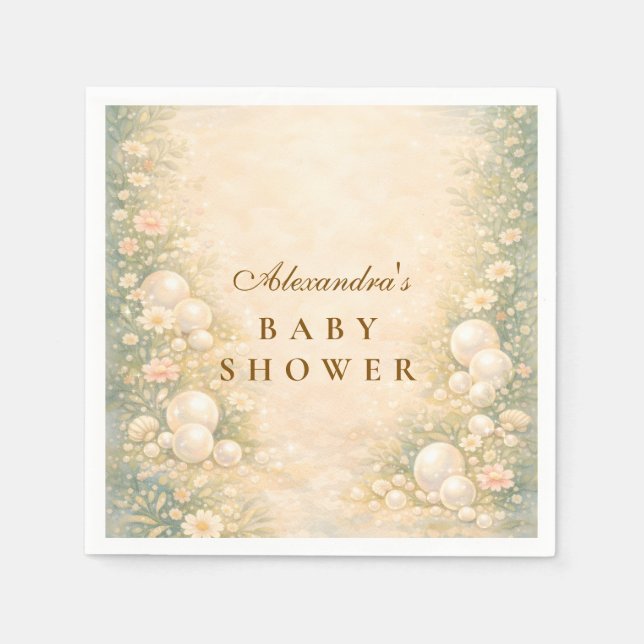 Servilleta De Papel Dreamy Ocean Pearl Nursery Baby Shower (Anverso)