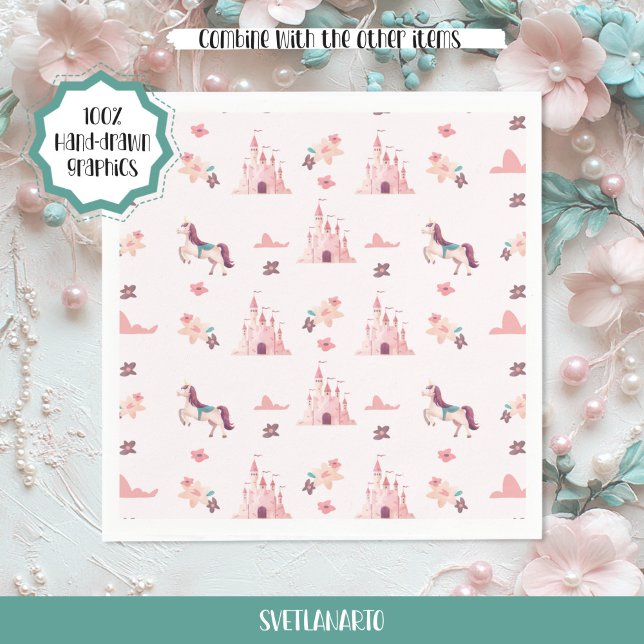 Servilleta De Papel Dreamy Princess Castle Paper Napkin (Frontal view)