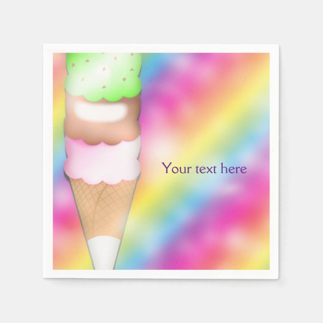 Servilleta De Papel Dreamy Rainbow Ice Cream Napkins Party (Anverso)