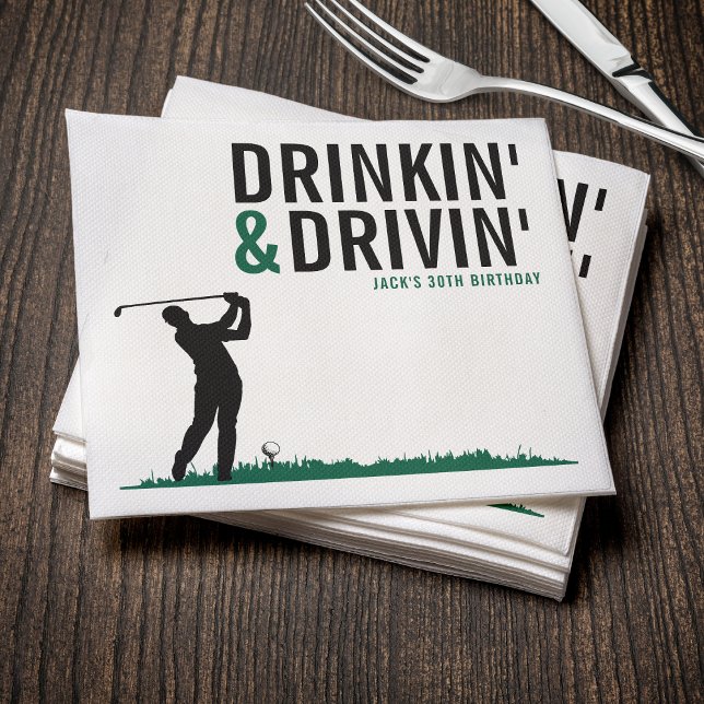 Servilleta De Papel Drinkin y Drivin Fiesta de Cumpleaños de Golf para (Drinkin & Drivin Adult Golf Birthday Party Napkins
)