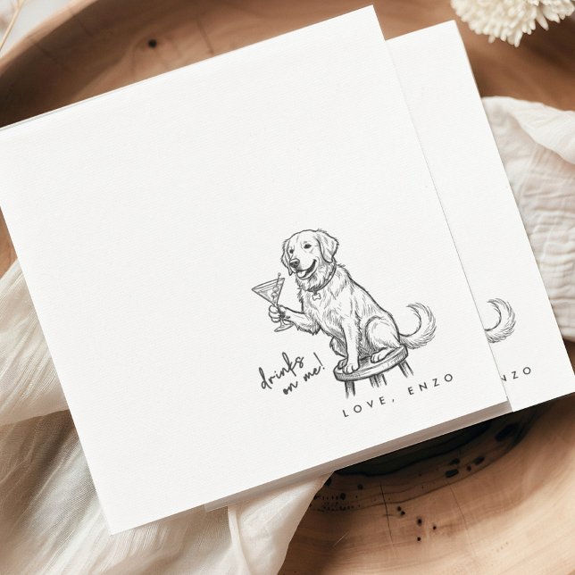 Servilleta De Papel Drinks On Me Cute Fun Dog Cocktail Napkins (Subido por el creador)