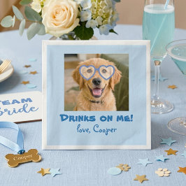 Servilleta De Papel Drinks on Me Cute Fun Photo Modern Dog Wedding