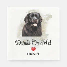 Servilleta De Papel Drinks on Me Newfoundland Dog Photo