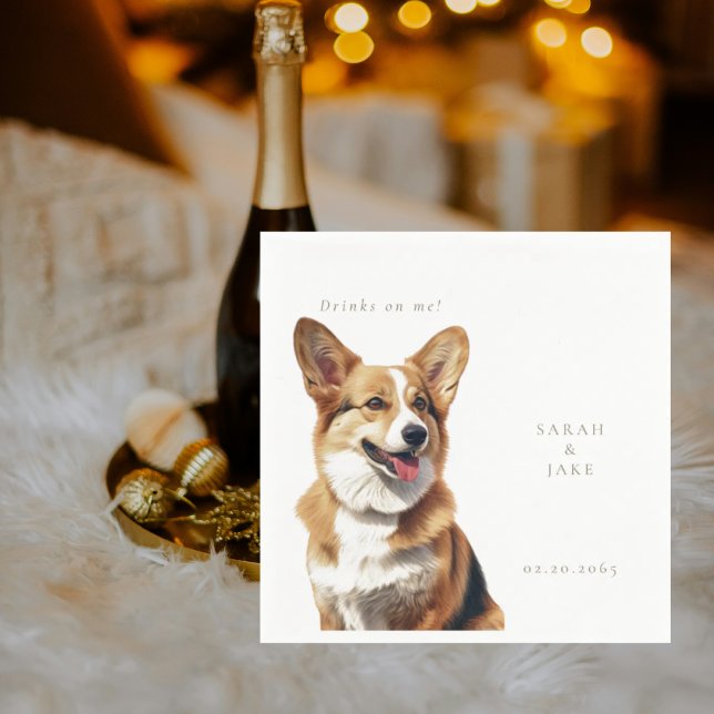 Servilleta De Papel Drinks on Me Welsh Corgi Pet Wedding  (Subido por el creador)