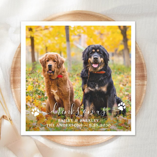 Servilleta De Papel Drinks On Us Open Bar Dog Photo Pet Wedding  (Subido por el creador)