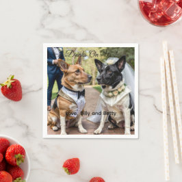 Servilleta De Papel Drinks On Us Simple Photo Cute Fun Dog Pet Wedding