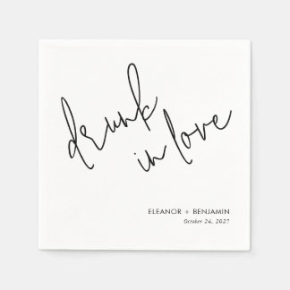 Servilleta De Papel Drunk in Love Wedding Napkins Minimalist