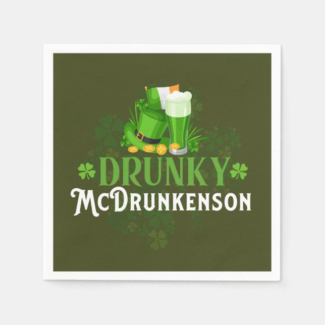 Servilleta De Papel Drunky McDrunkerson St. Patrick's Day (Anverso)