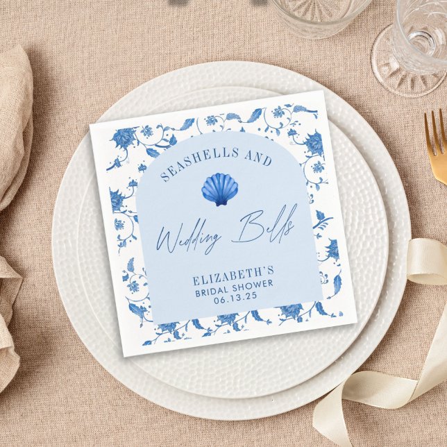 Servilleta De Papel DUCHA BRIDAL costera de las casetas y las campanas (Subido por el creador)