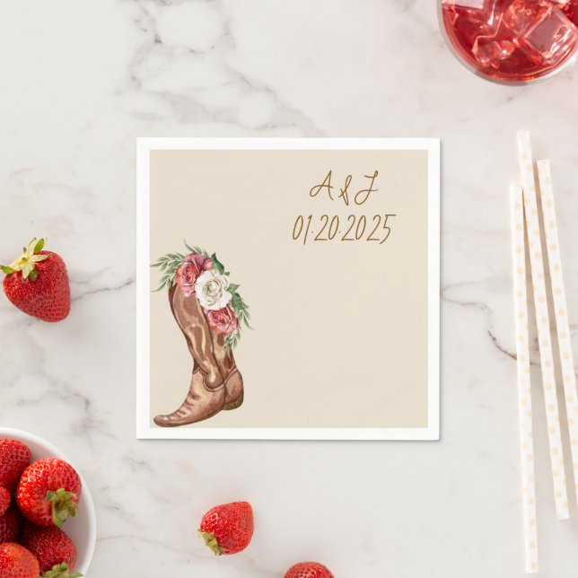 SERVILLETA DE PAPEL DUCHA BRIDAL DE COWBOY FLORAL (In situ)