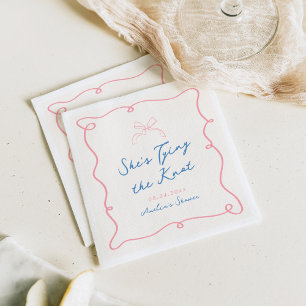 Servilleta De Papel Ducha caprichosa dibujada a mano rosa y azul