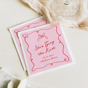 Servilleta De Papel Ducha caprichosa dibujada a mano rosa y roja