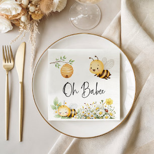 Servilleta De Papel Ducha de Bebé Abeja Mielera Floral Rústica Oh Bebé
