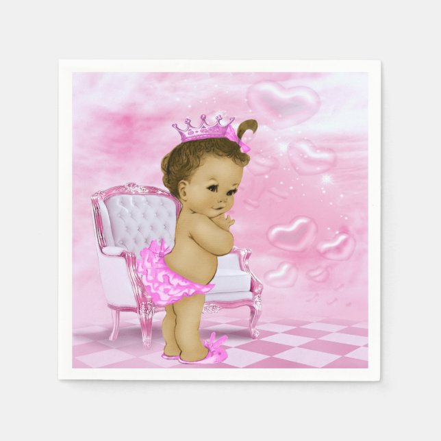 Servilleta De Papel Ducha de bebé afroamericana rosa (Anverso)