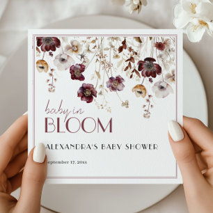 Servilleta De Papel Ducha de bebé Baby in Bloom Burgundy Wildflower