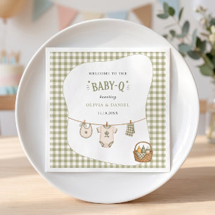 Servilleta De Papel Ducha de bebé Bbq personalizada de cuadros verde s