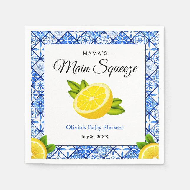 Servilleta De Papel Ducha de bebé Blue Tile Lemon Mama's Main Squeeze (Anverso)