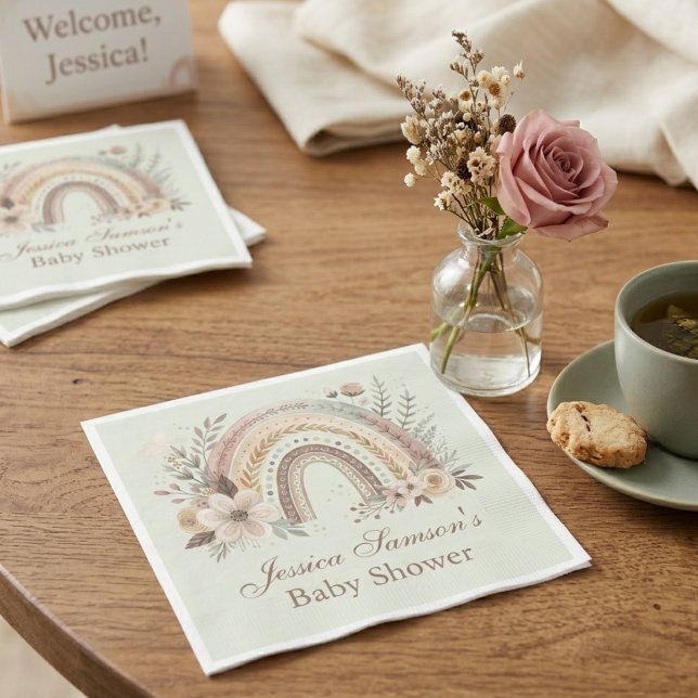 Servilleta De Papel Ducha de Bebé Boho Arcoíris y Flores (Subido por el creador)