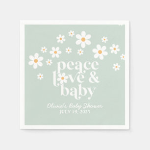 Servilleta De Papel ducha de bebé boho Daisy verde Paz Amor