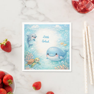 Servilleta De Papel Ducha de bebé Boy Blue Fiesta Oceánica Ballena Del
