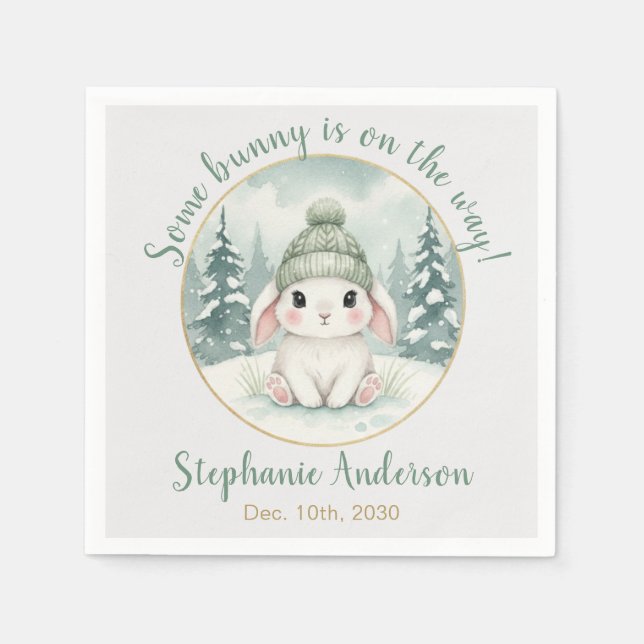 Servilleta De Papel Ducha de bebé Bunny de invierno Neutral (Anverso)