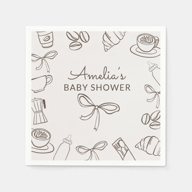 Servilleta De Papel Ducha de bebé caprichosa Café Bebe  (Anverso)