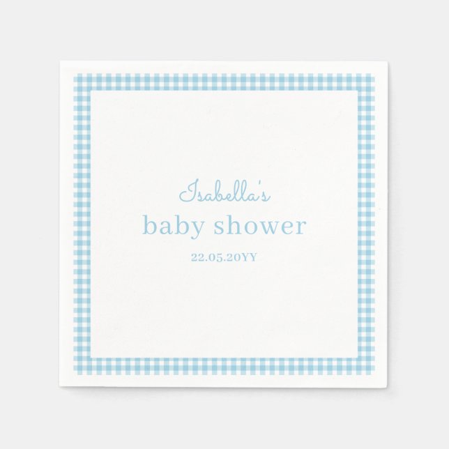 Servilleta De Papel Ducha de bebé con cuadros azules (Anverso)