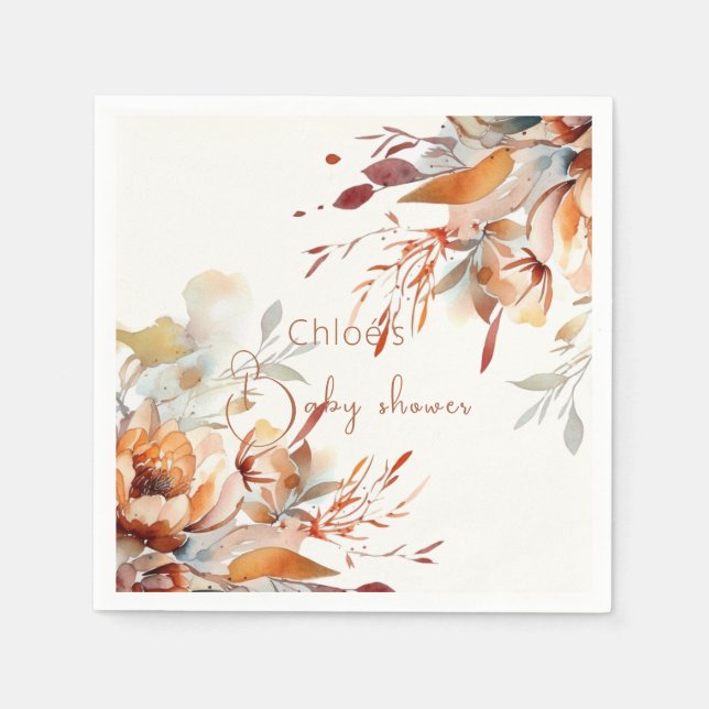 Servilleta De Papel ducha de bebé con flores silvestres (Anverso)