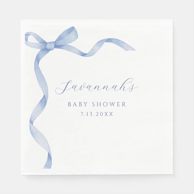 Servilleta De Papel Ducha de bebé con lazo azul (Anverso)