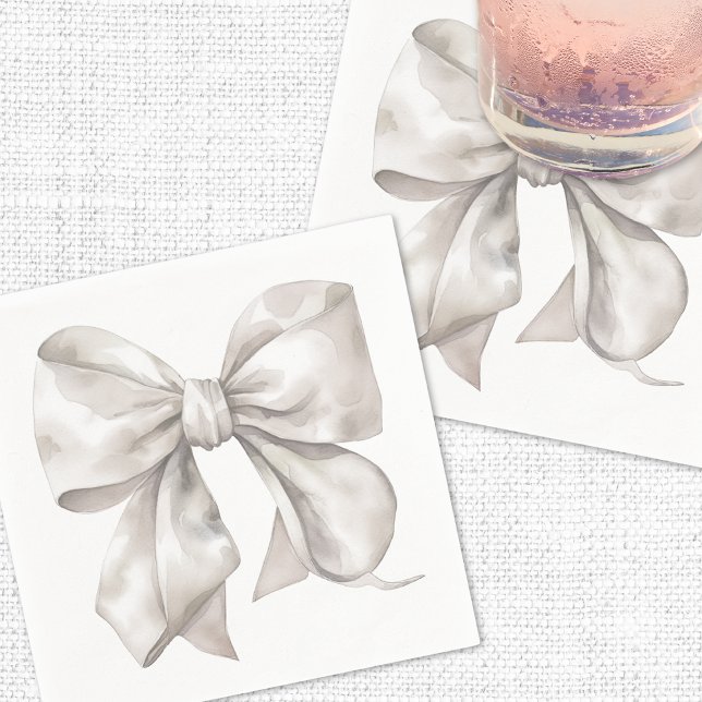 Servilleta De Papel Ducha de Bebé con Lazo Blanco Sencillo (Simple White Bow Baby Shower Napkins)