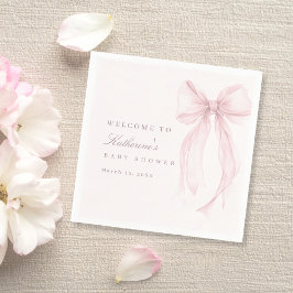 Servilleta De Papel Ducha de Bebé con Lazo Coquette Rosa