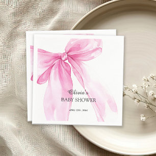 Servilleta De Papel Ducha de bebé con lazo de cinta rosa