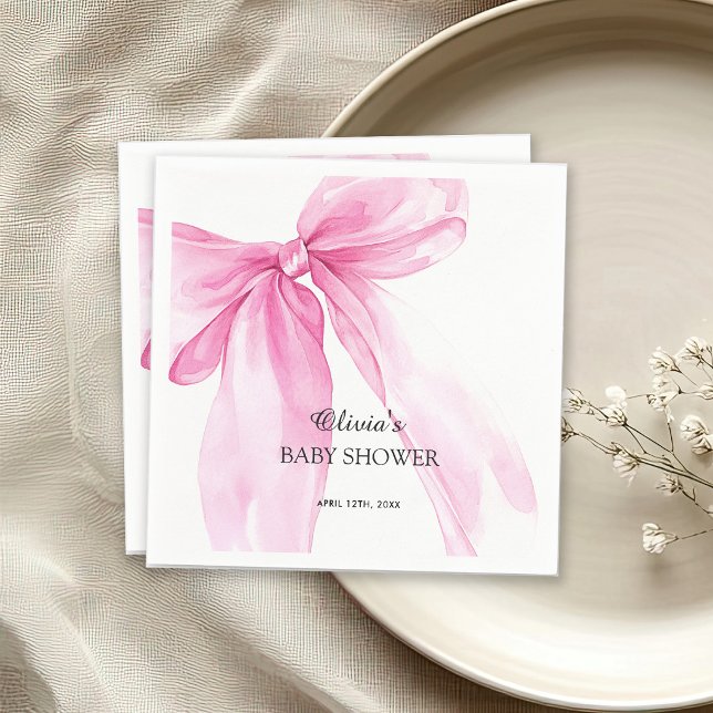 Servilleta De Papel Ducha de bebé con lazo de cinta rosa (Subido por el creador)